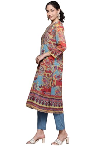 Aarke Ritu Kumar Turq Petal Paisley Full Sleeve Kurta With Pant And Dupatta