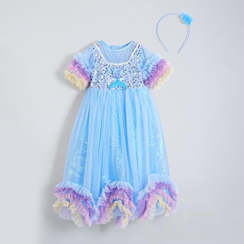 Hopscotch Girls Blue Short Sleeves Sequined Ruffled Gown for Age (12-24 Months)
