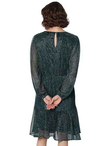 VERO MODA Women Textured Polyester Knee Length Green A-Line Dress
