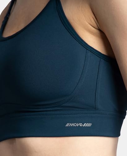 Jockey MI16 Women's Wirefree Padded Soft Touch Microfiber Elastane Stretch Full Coverage Racerback Sports Bra with StayDry Treatment_Pageant Blue_M