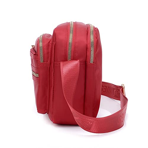OLOMA Handbags For Women Women Solid Color Zipper Waterproof Nylon Shoulder Bag Female Crossbody Bag Ladies Waterproof Travel Messenger Bag (Color : Hortel�)