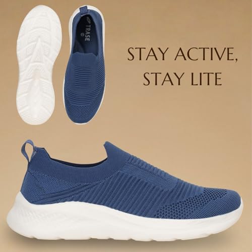 TRASE Walking Shoes for Women | Breathable & Comfortable Knitted Upper | Lightweight, Washable and Flexible Ladies Footwear (Teal-Blue, 5 UK)