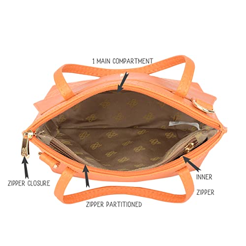 Baggit Women Orange Tote Handbag Small Size | Ladies Stylish Casual Purse Bag