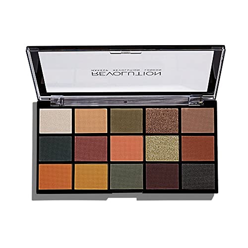 Makeup Revolution- ReLoaded Eyeshadow Palette - Division (Burnt Neutrals) | Highly pigmented |Long Wearing & Easily Blendable | Eye Makeup Matte, Shimmery And Metallic Finish | Cruelty-Free -16.5 g
