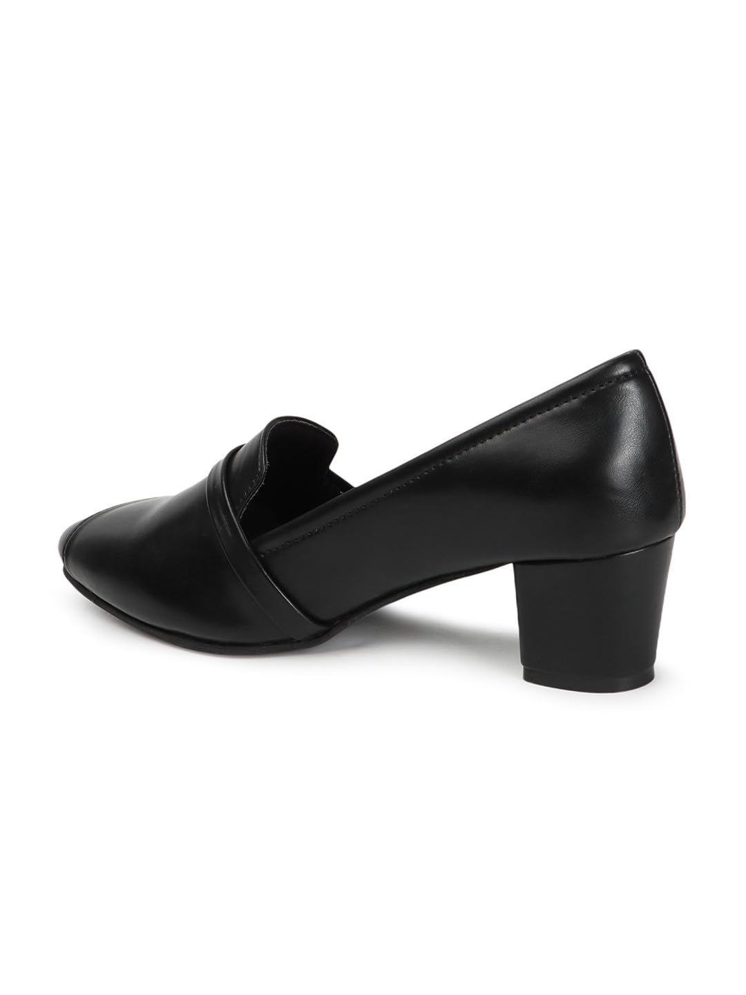 Carlton London Women Black Stylish Slip-on Pump Shoes with Block Heels, Pointed Toe for for Casual, Office and Daily Use (40)