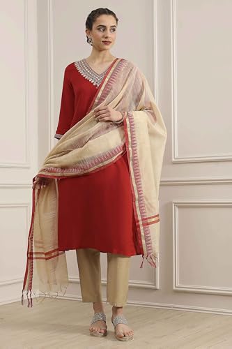 Biba Women Cream Polyester Yarndyed Dupatta_FREE SIZE
