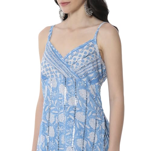Biba Women's Cotton Kurta Set (SKDJPUD10736SS25BLU_Blue