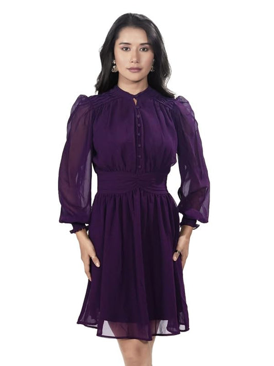 Zink London Women's Purple Solid Short Dress