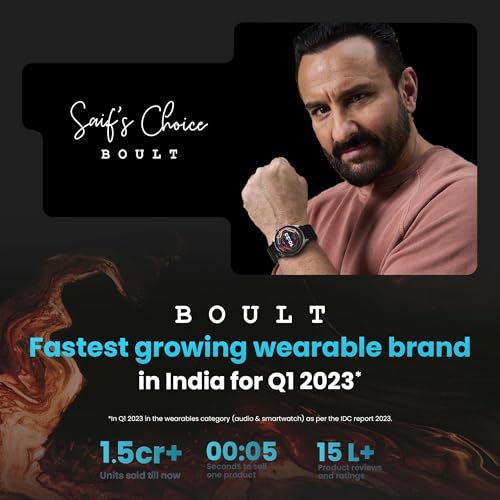 GOBOULT Newly Launched Crown R Pro Smart Watch 1.43''HD AMOLED, BT Calling, Working Crown, Zinc Alloy Frame, 600 Nits Brightness, AI Voice Assistant, SpO2 Monitoring, 120+ Sports Mode (Pure Black)
