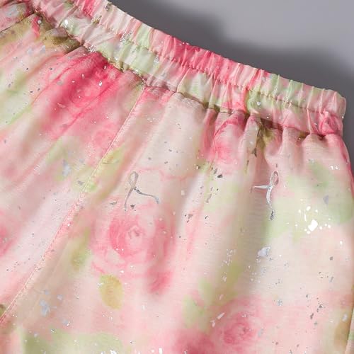 Hopscotch Girls Sleeveless Pink 2-Pc Floral Blouse & Shorts (4-5 Years)