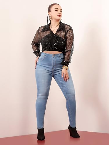 Miss Chase A+ Women's Skinny Fit High Rise Regular Length Stretchable Denim Jeans (APSS19DEN08-27-31-40, Cobalt Blue, 40)