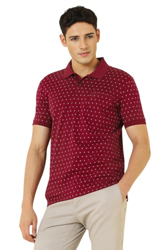 Allen Solly Men Maroon Print Polo Neck T-Shirt