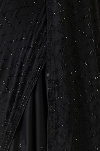 Soch Women Black Polyester Geometric Saree(Black_FS)