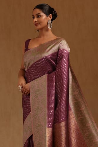 Soch Womens PurpleTussar Zari Woven Saree
