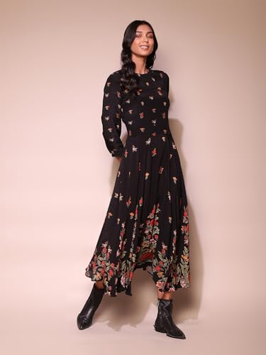 Label RITU KUMAR Black Floral Dress