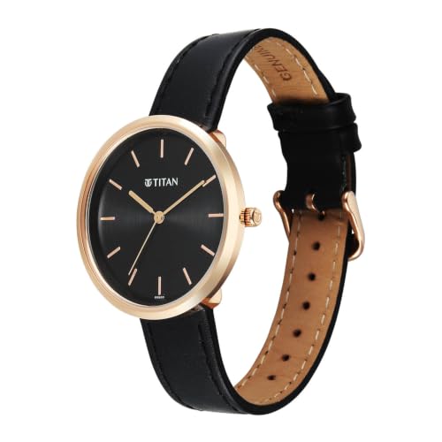 Titan NEO 12 Quartz 3 Hands Round Black Dial, Black Strap Watch for Women - 2784WL02