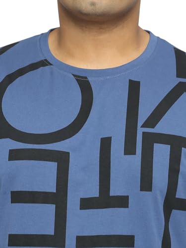 Mens Plus Size All Over Print T-Shirt Premium Cotton Blend Fabric Soft Comfortable Casual Elegant wear Stylish Fashion Apparel for Daily Use (Airforce,5XL)