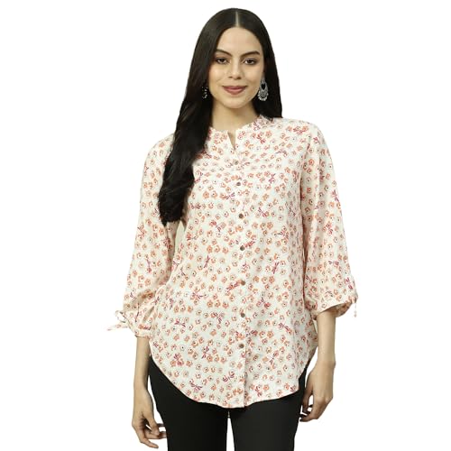 Rangriti Women's Regular Fit Blouse (RMMINDIETO18249SS23CRM_Orange