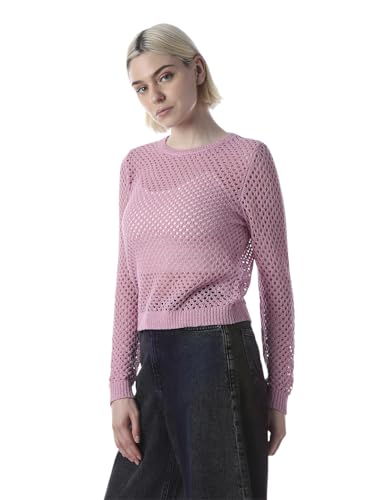 ONLY Women's Self Design Regular Fit Pink Top