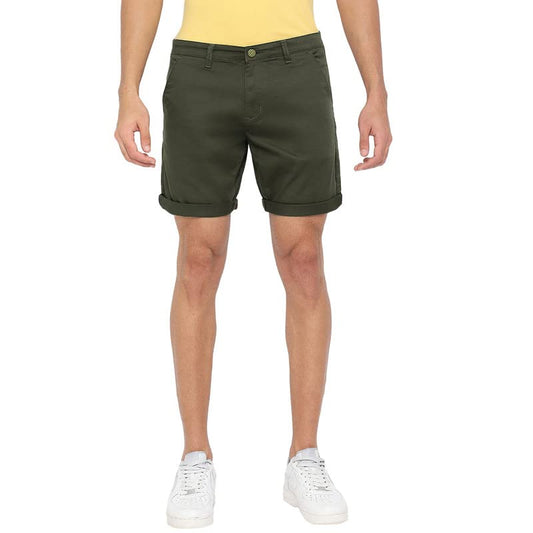 BEEVEE Mens Olive Fixed Waist Shorts.(Olive_42)