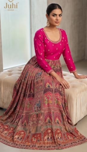 Vaishali Ethnic Women's Pink Embroidered Printed Anarkali Dress