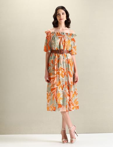 U.S. POLO ASSN. Women's Chiffon Printed A-Line Dress