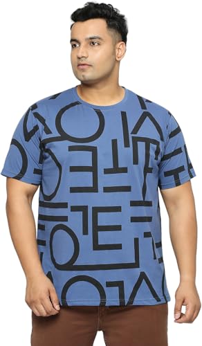 Mens Plus Size All Over Print T-Shirt Premium Cotton Blend Fabric Soft Comfortable Casual Elegant wear Stylish Fashion Apparel for Daily Use (Airforce,5XL)