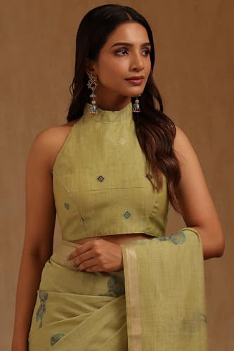 Soch Womens Light Green Chanderi Woven Design Saree