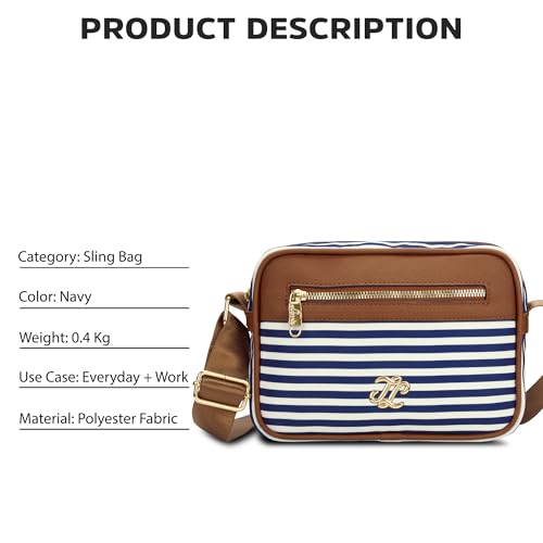 Lavie Signature Women's Stripe Charleston Crossbody Sling Bag | Ladies Purse Handbag | Gift For Women