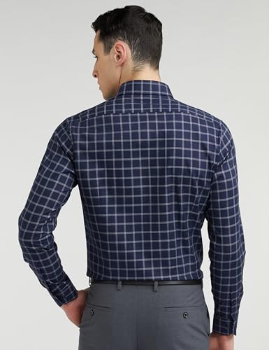 Van Heusen Cotton Men's Solid Slim Fit Shirt (VHSFRSLB253641_Navy 40)