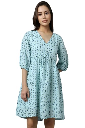 Allen Solly Women Blue Print Casual Dress