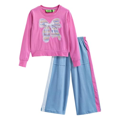 Hopscotch Girls Full Sleeves Pink 2-Pc Bow Applique Cotton Pants Set For Ages (3-4 Years)