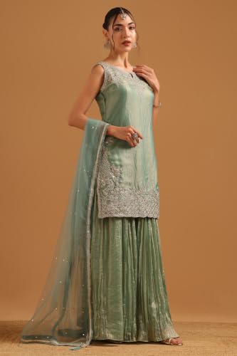 Soch Womens Sap Green Fendi Zari Embroidery Salwar Suit