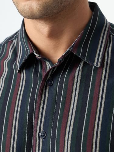 The Souled Store Striped Shirt: Amazonia Men and Boys Long Sleeve Spread Collar Cotton Lightweight Easy to Style Everyday Office Wear Casual Relaxed Shirt