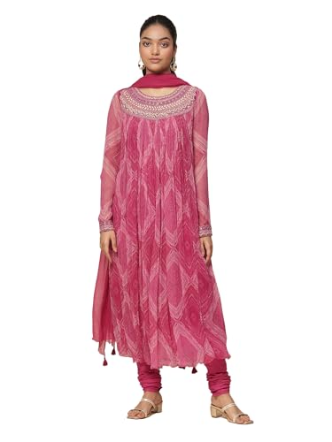 Aarke Ritu Kumar Fuschia Yarn Dyed Kurta With Churidar And Dupatta