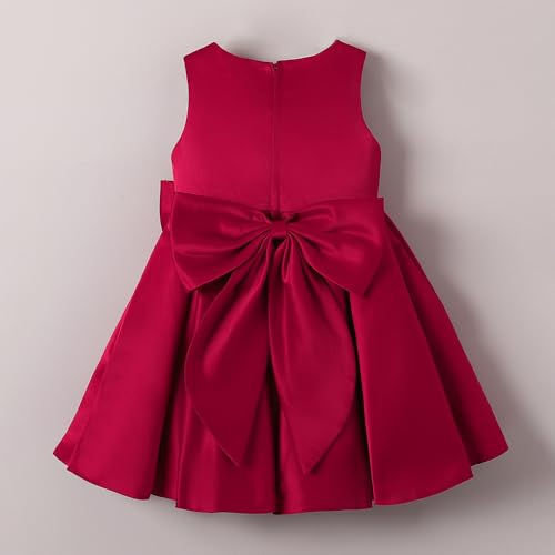 Hopscotch Girls Sleeveless Solid Magenta Party Dresses for Age (4-5 Years)
