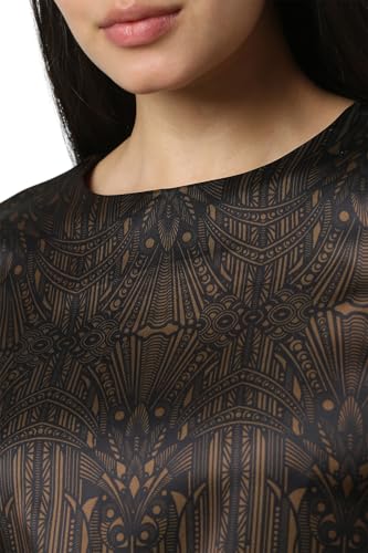 Women Black Print Thigh-Length Party Dress