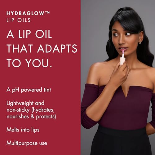HYUE HydraGlow™ Lip Oil | Color Reviving | Intense 24HR Hydration | Non-Sticky | Lightweight Formula | 6 ml | With Cherry, Jojoba Oil, Kakadu Oil and Vitamin E | Crystal-like Shine | Chunky Applicator