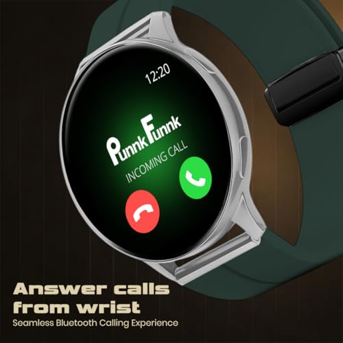 PunnkFunnk Evo Vista Smartwatch for Men & Women | 1.43" AMOLED Full-Touch Round Display | Bluetooth Calling, 120+ Sports Modes, Heart Rate & SPO₂, IP68 Waterproof Smart Watch- (Magnetic Green)