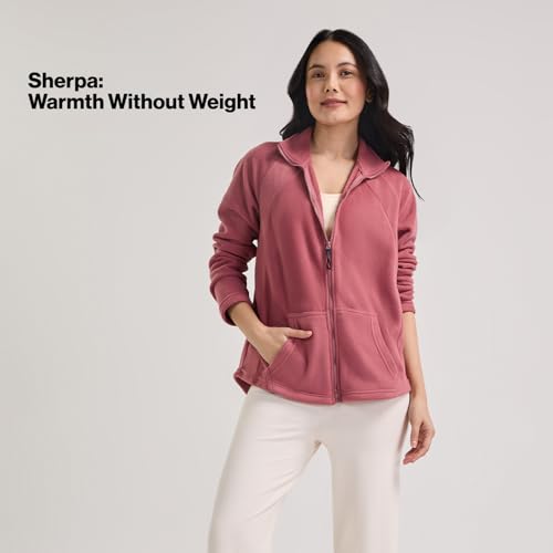 NYKD (NYLE701 Soft & Comfortable Cozy Sherpa Jacket for Women | Fleece Fabric with Relaxed Fit, Front Zip Closure & Kangaroo Pockets | Perfect for Sleep, Lounge, Travel or Daily Winter Wear - Pink