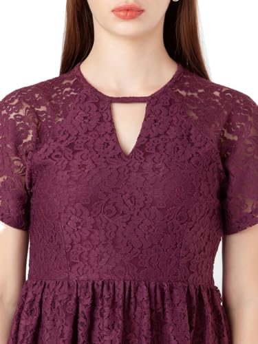 Zink London Women's Wine Laces Regular Short Dress