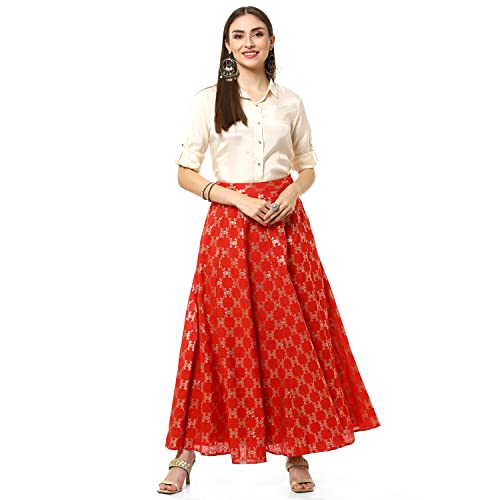 Rangriti Women's Ethnic Red Ethnic Wear Two Piece Set (Size_S)