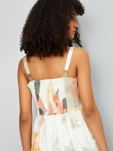 Max Women's Cotton A-Line Midi Casual Dress (AG54008A_Multi Multicolour