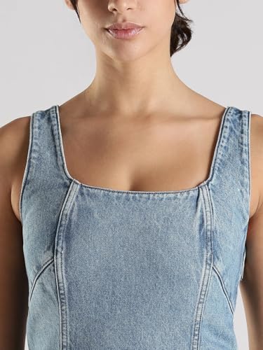 Cotton Square Neck Denim Dress
