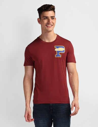 U.S. POLO ASSN. Mens Solid Half Sleeve Graphic Round Neck T-Shirts (UDTSHS0861_DK. RED_M)
