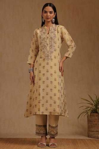 Soch Women's Tissue Salwar Suit Set (EWA5CD22267_Beige