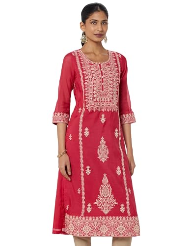 BIBA Women YARNDYED Straight Mix and Match(AWADH CH19390_Pink_46)