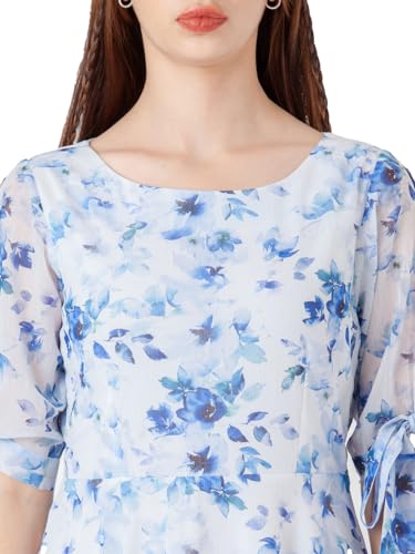 Zink London Women's White Printed Regular Midi Dress