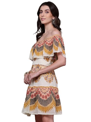 Label RITU KUMAR Pink Kiara Off-Shoulder Short Dress