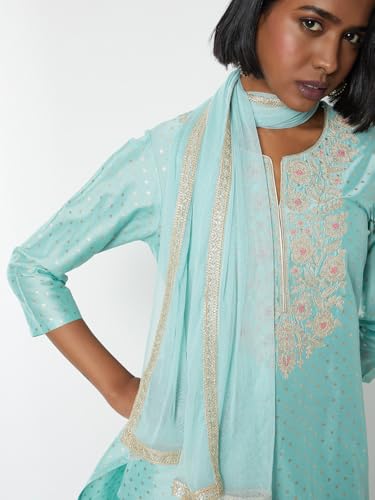 Max Women's Polyester Blend Kurta Set (CTKST54125_Blue